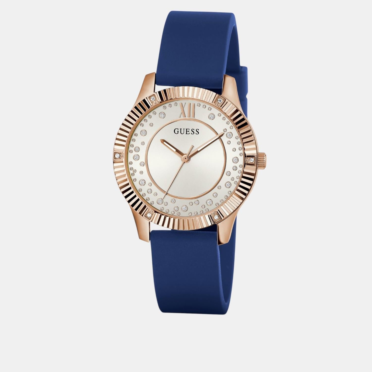 Dress Women Quartz White Dial Analog Silicone Watch GW0766L4