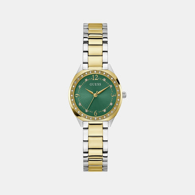 Dress Women Quartz Green Dial Analog Stainless Steel Watch GW0767L4