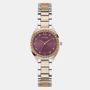Charlotte Women Quartz Purple Dial Analog Stainless Steel Watch GW0767L5