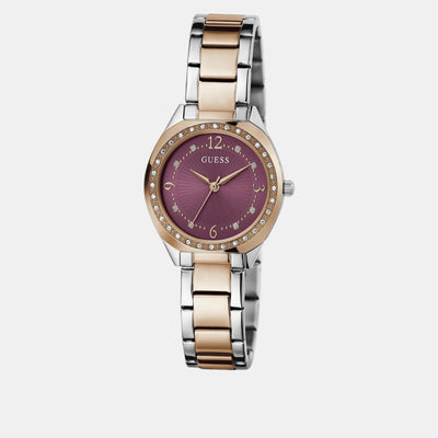 Charlotte Women Quartz Purple Dial Analog Stainless Steel Watch GW0767L5