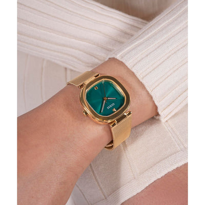 Guess Dress Women Quartz Green Dial Analog Mesh Watch GW0768L2