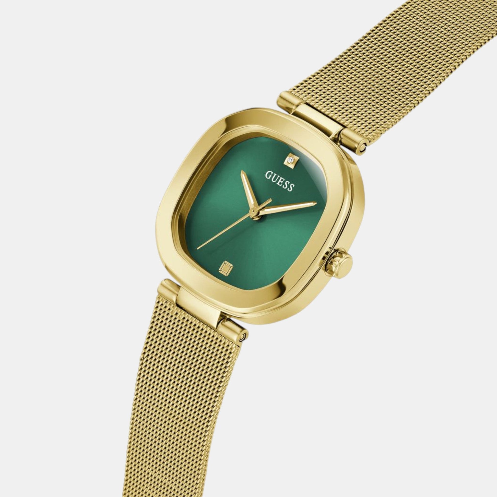 Guess Dress Women Quartz Green Dial Analog Mesh Watch GW0768L2