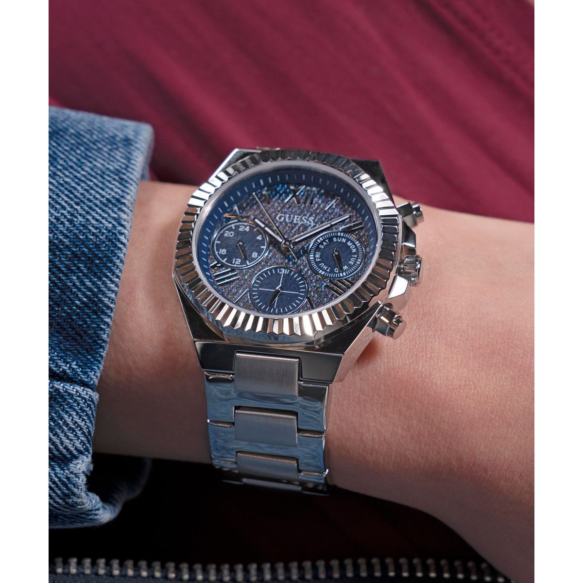 Guess Dress Women Quartz Blue Dial Chronograph Stainless Steel Watch GW0769L1