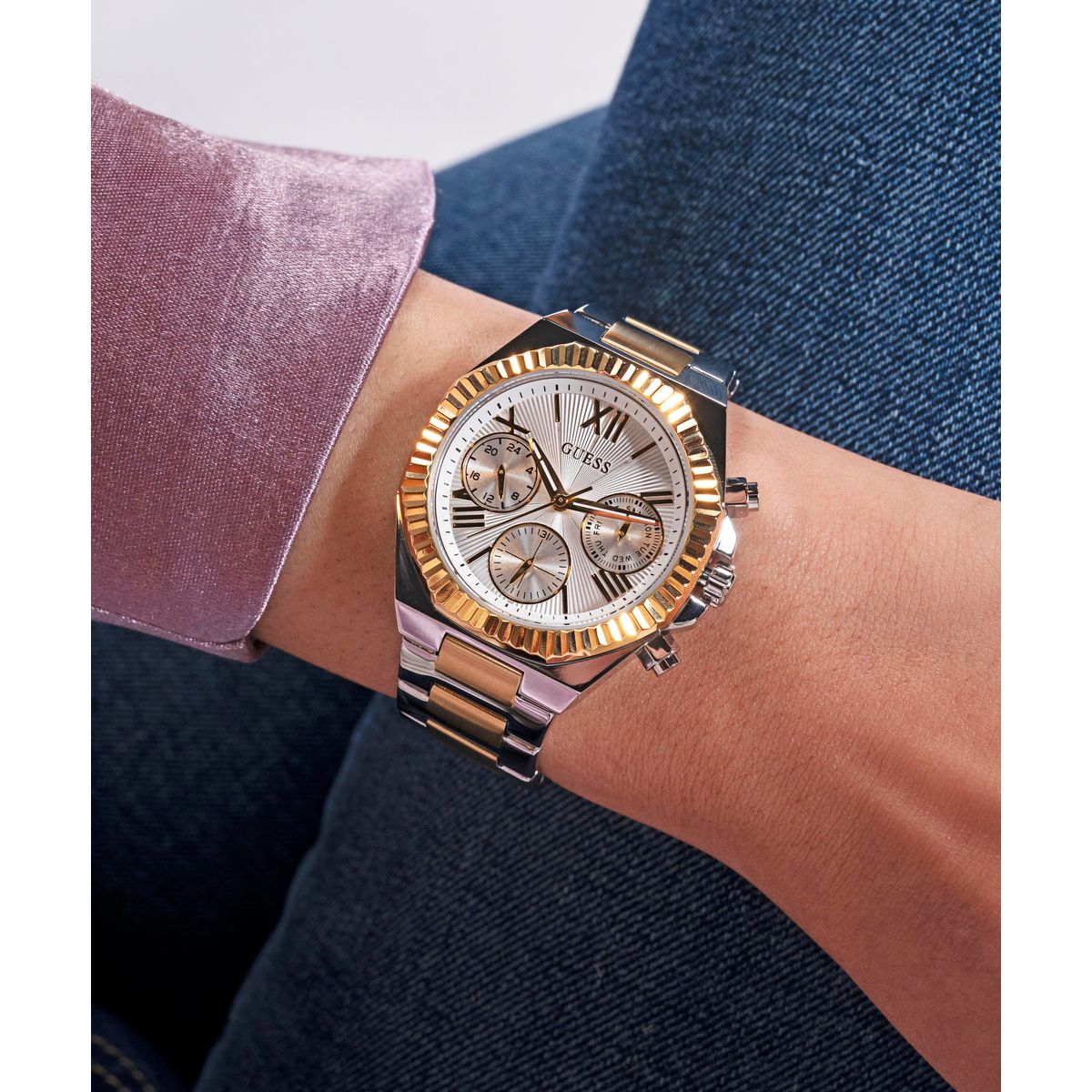 Equality Women Quartz Silver Dial Chronograph Stainless Steel Watch GW0769L3