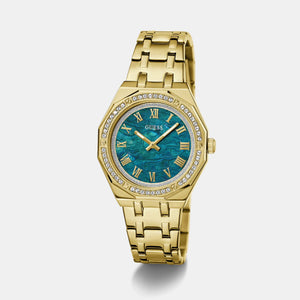 Desire Women Quartz Green Dial Analog Stainless Steel Watch GW0770L2