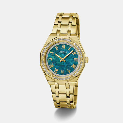 Desire Women Quartz Green Dial Analog Stainless Steel Watch GW0770L2