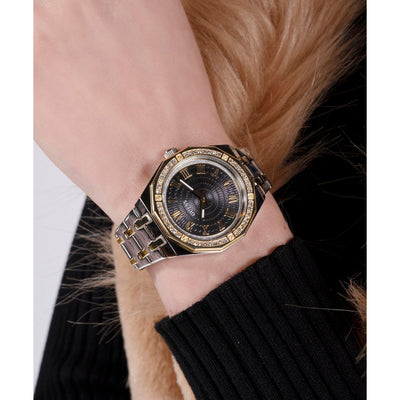 Desire Women Quartz Black Dial Analog Stainless Steel Watch GW0770L4