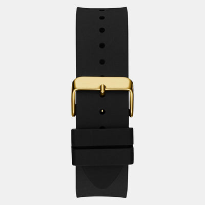 Badge Men Quartz Black Dial Analog Silicone Watch GW0781G4