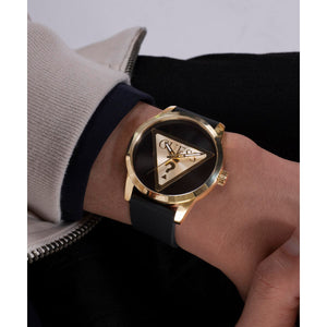 Badge Men Quartz Black Dial Analog Silicone Watch GW0781G4