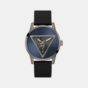 Badge Men Quartz Blue Dial Analog Leather Watch GW0781G5