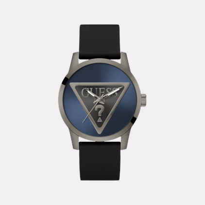 Badge Men Quartz Blue Dial Analog Leather Watch GW0781G5