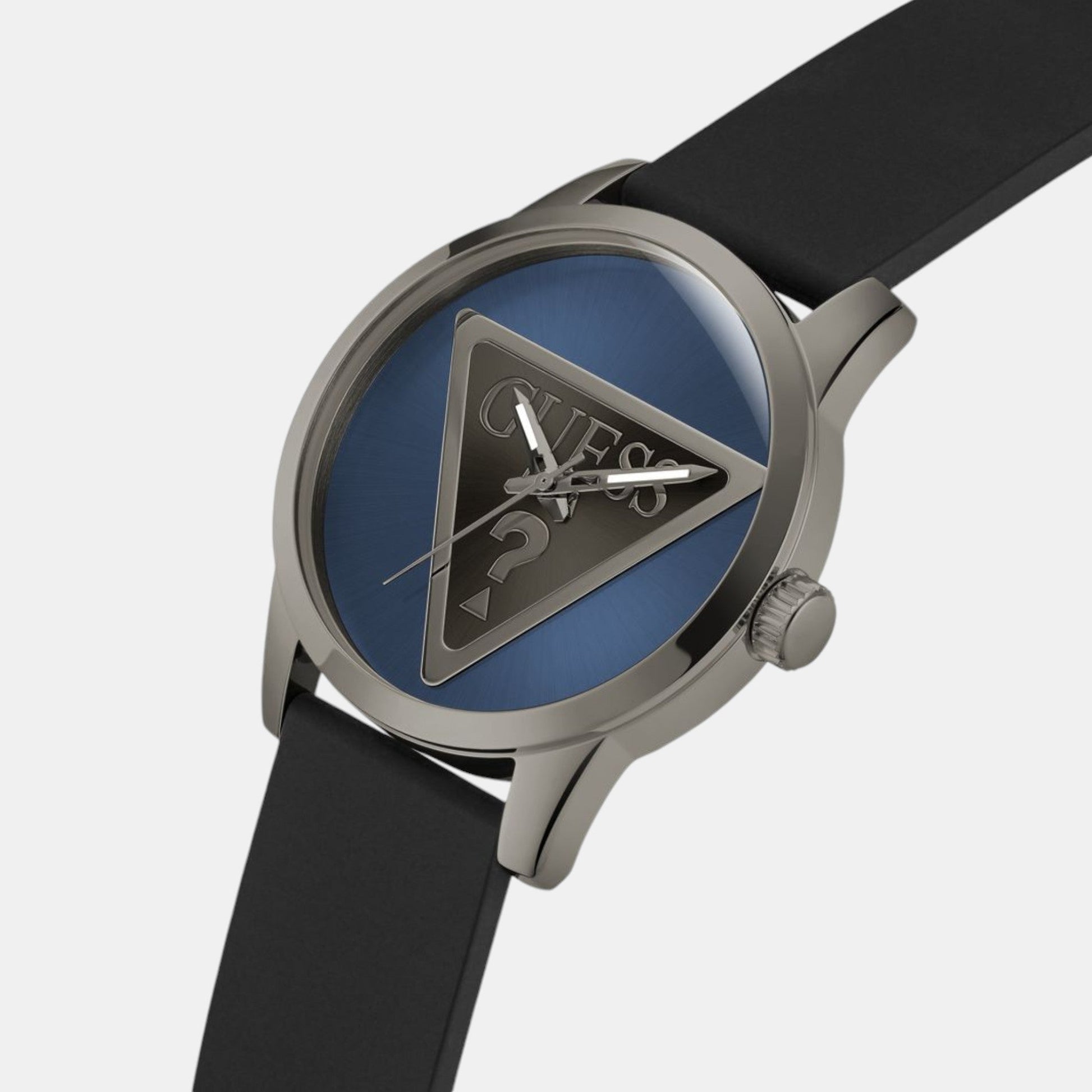 Badge Men Quartz Blue Dial Analog Leather Watch GW0781G5