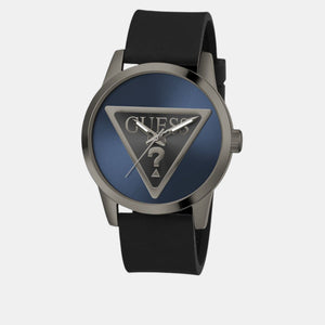 Badge Men Quartz Blue Dial Analog Leather Watch GW0781G5