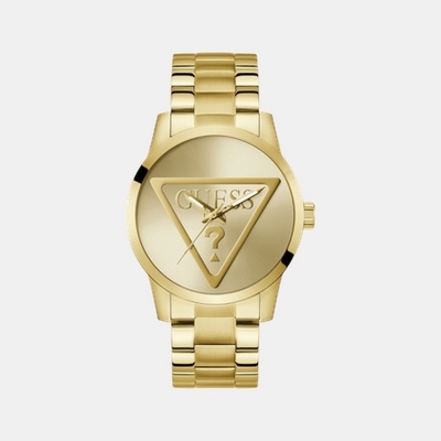 Badge Men Quartz Champagne Dial Analog Stainless Steel Watch GW0782G1