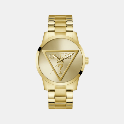 Badge Men Quartz Champagne Dial Analog Stainless Steel Watch GW0782G1