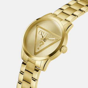 Badge Men Quartz Champagne Dial Analog Stainless Steel Watch GW0782G1