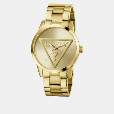 Badge Men Quartz Champagne Dial Analog Stainless Steel Watch GW0782G1
