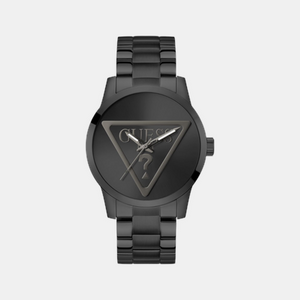Badge Men Quartz Black Dial Analog Stainless Steel Watch GW0782G2