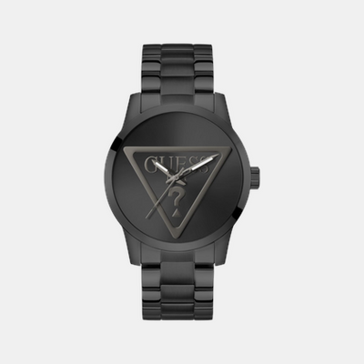 Badge Men Quartz Black Dial Analog Stainless Steel Watch GW0782G2