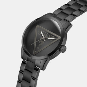 Badge Men Quartz Black Dial Analog Stainless Steel Watch GW0782G2