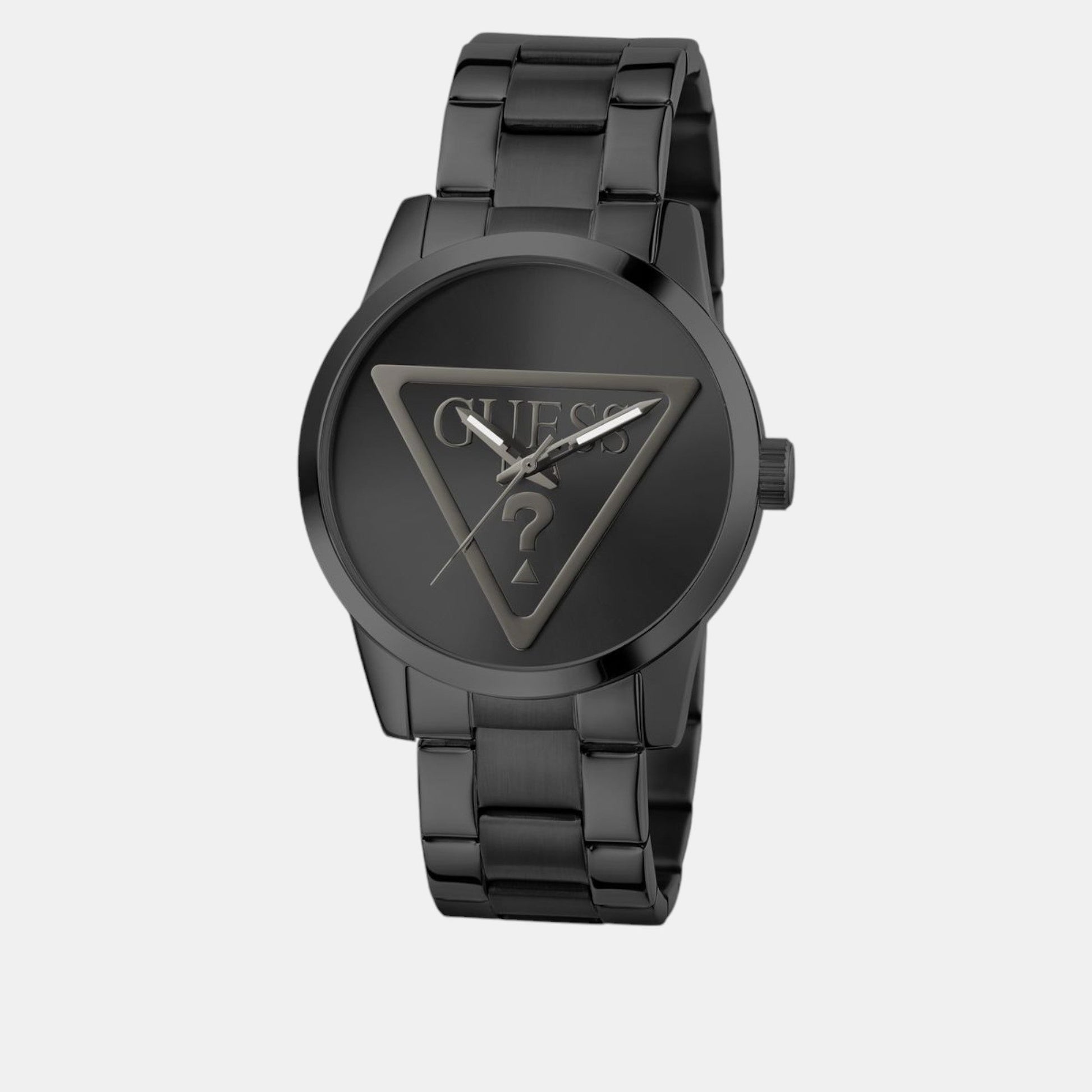 Badge Men Quartz Black Dial Analog Stainless Steel Watch GW0782G2