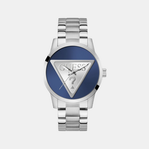Badge Men Quartz Blue Dial Analog Stainless Steel Watch GW0782G3