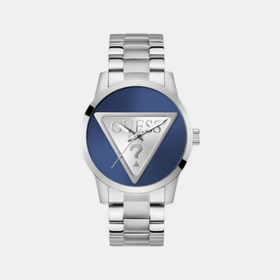 Badge Men Quartz Blue Dial Analog Stainless Steel Watch GW0782G3