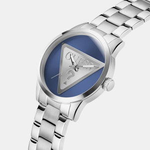 Badge Men Quartz Blue Dial Analog Stainless Steel Watch GW0782G3
