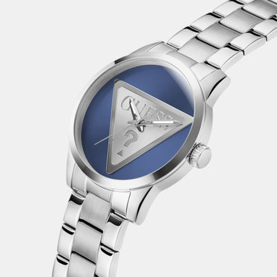 Badge Men Quartz Blue Dial Analog Stainless Steel Watch GW0782G3
