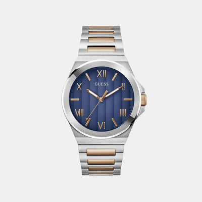 Dress Men Quartz Blue Dial Analog Stainless Steel Watch GW0789G4