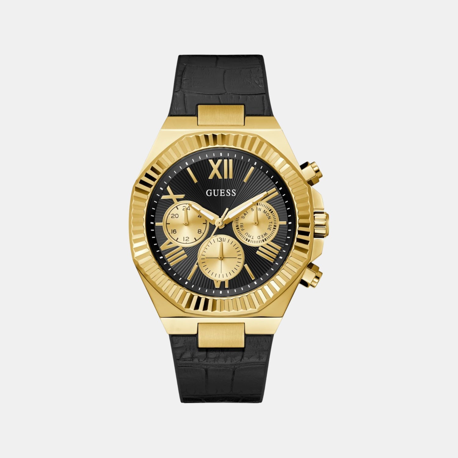 Dress Men Quartz Black Dial Multi-Function Silicone Watch GW0791G3