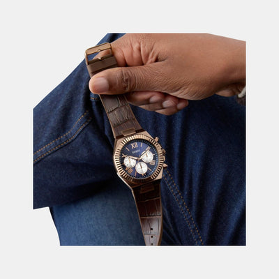 Equity Men Quartz Blue Dial Multi-Function Leather Watch GW0791G4