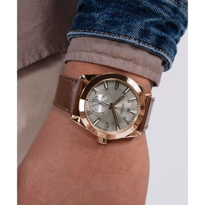 Greyson Men Quartz Grey Dial Multi-Function Leather Watch GW0793G3