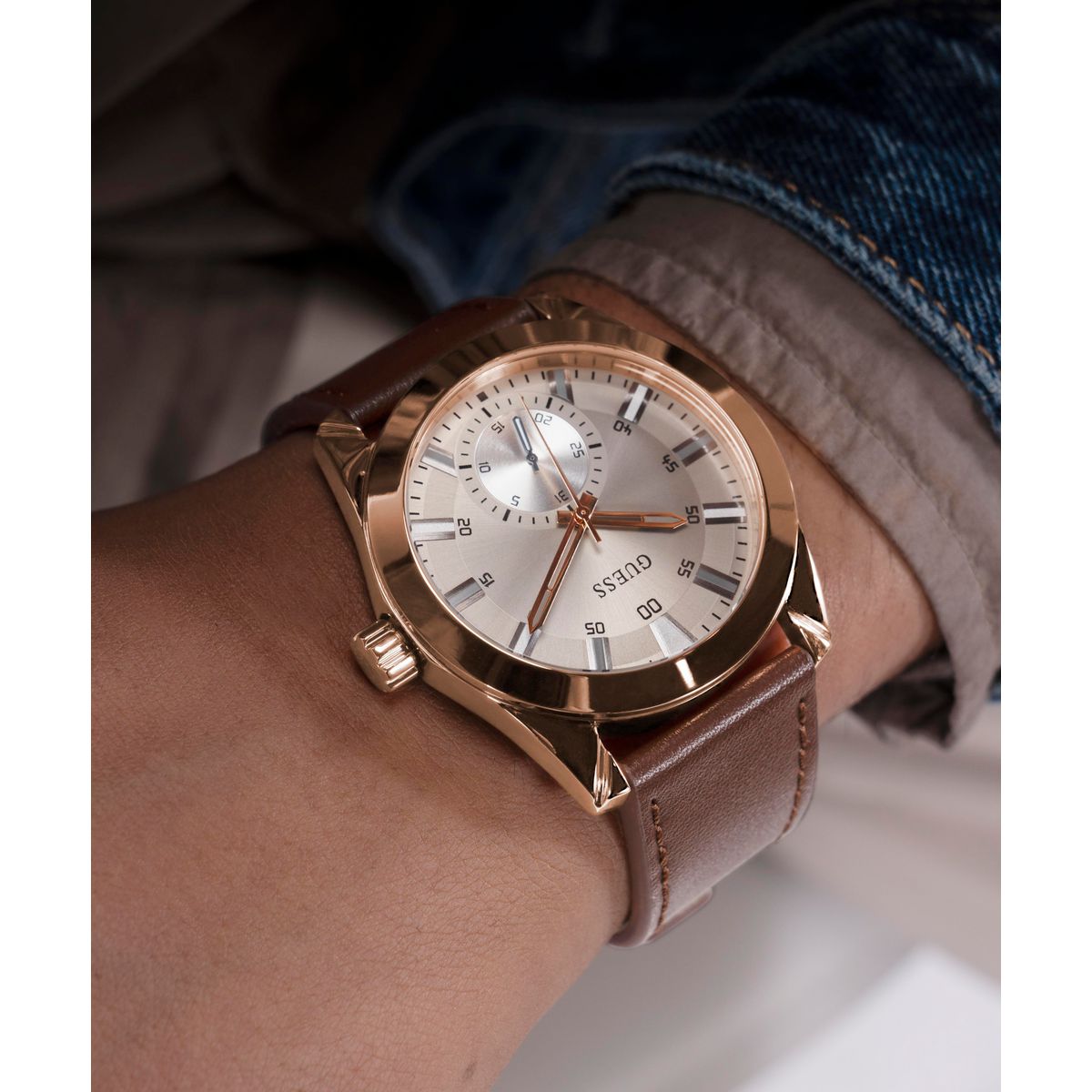 Greyson Men Quartz Grey Dial Multi-Function Leather Watch GW0793G3