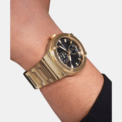 Dress Men Quartz Black Dial Multi-Function Stainless Steel Watch GW0795G4