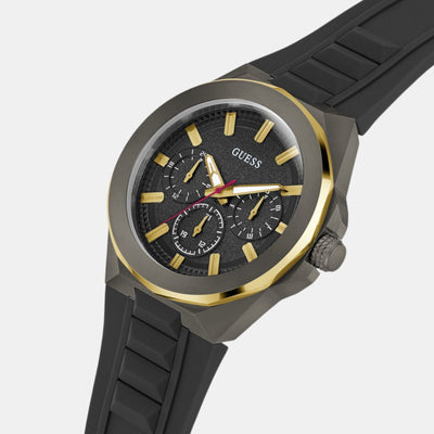 Dashboard Men Quartz Black Dial Multi-Function Silicone Watch GW0799G1