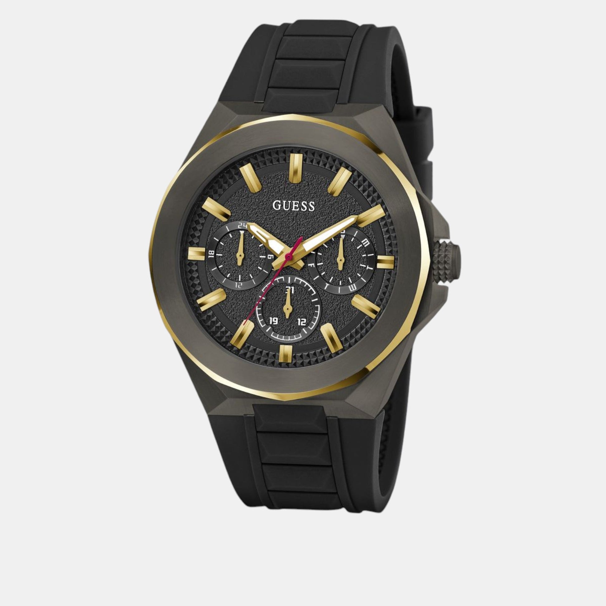 Dashboard Men Quartz Black Dial Multi-Function Silicone Watch GW0799G1