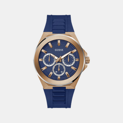 Dashboard Men Quartz Blue Dial Multi-Function Silicone Watch GW0799G2