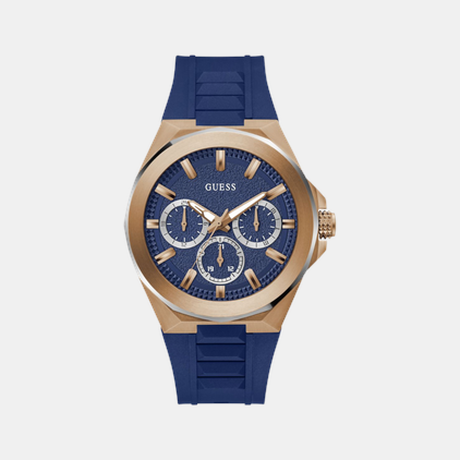 Dashboard Men Quartz Blue Dial Multi-Function Silicone Watch GW0799G2