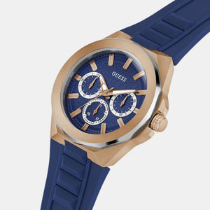 Dashboard Men Quartz Blue Dial Multi-Function Silicone Watch GW0799G2