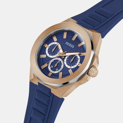 Dashboard Men Quartz Blue Dial Multi-Function Silicone Watch GW0799G2