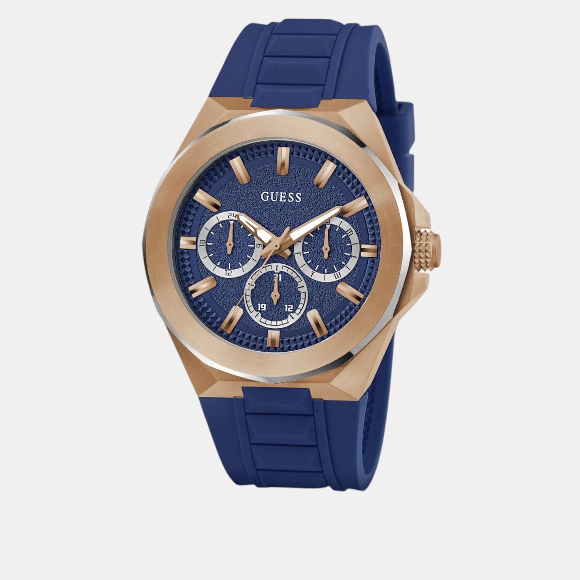 Dashboard Men Quartz Blue Dial Multi-Function Silicone Watch GW0799G2