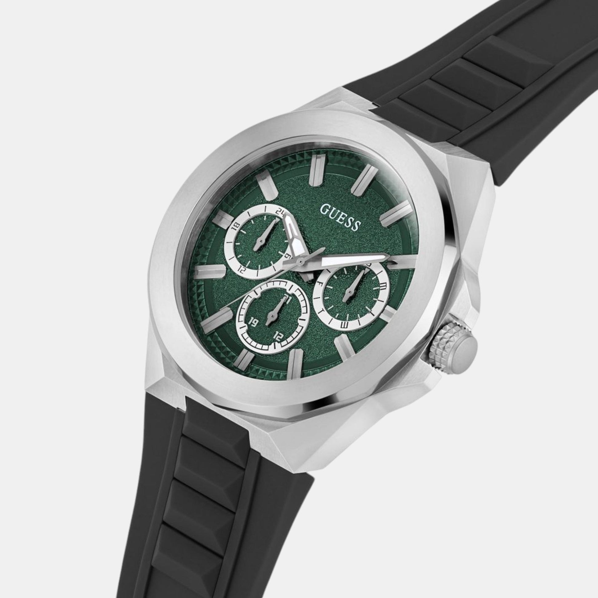 Dashboard Men Quartz Green Dial Multi-Function Silicone Watch GW0799G3
