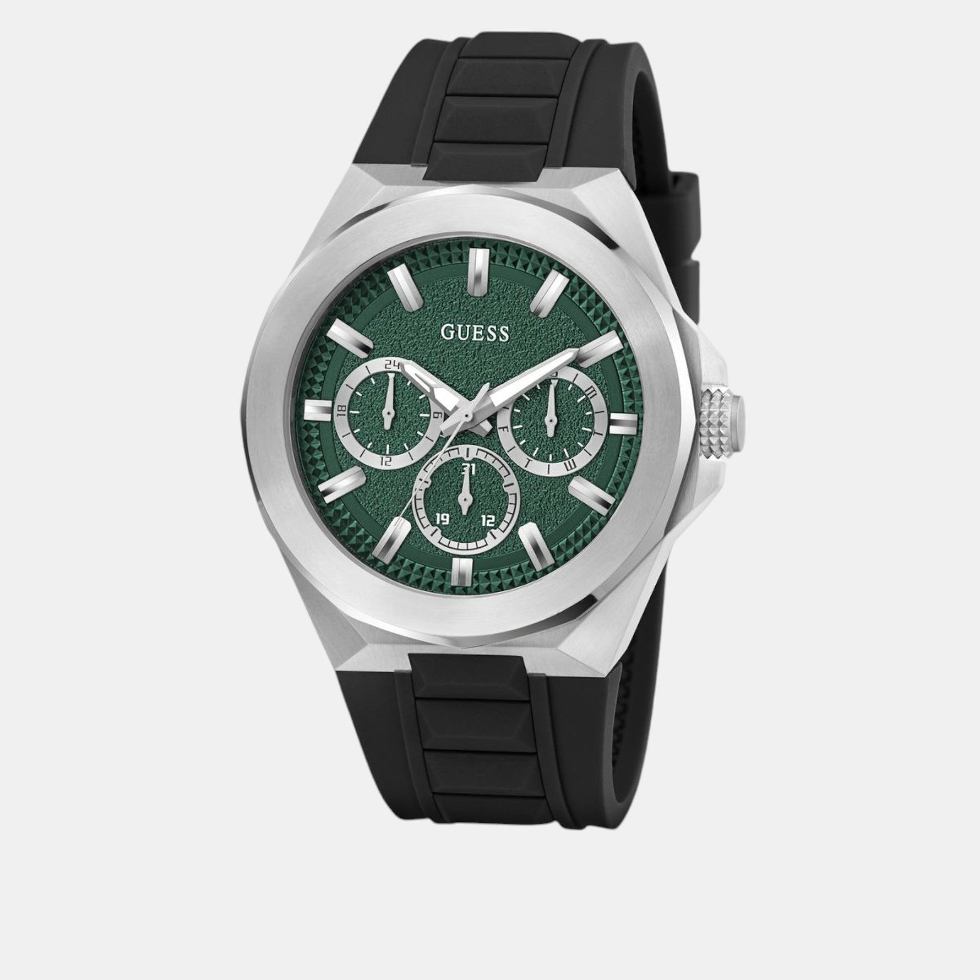 Dashboard Men Quartz Green Dial Multi-Function Silicone Watch GW0799G3