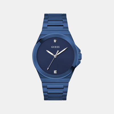 Dress Men Quartz Blue Dial Analog Stainless Steel Watch GW0833G1