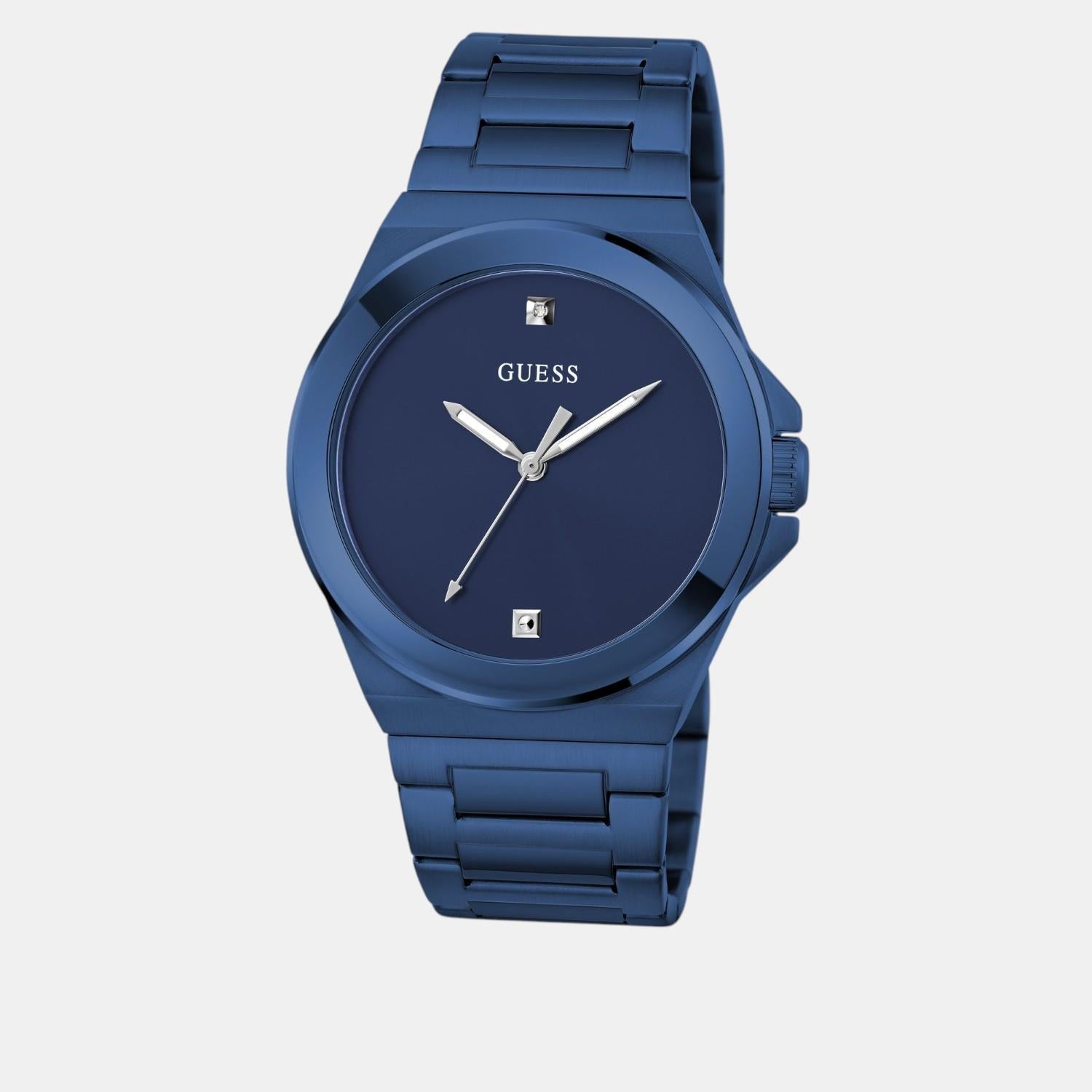 Dress Men Quartz Blue Dial Analog Stainless Steel Watch GW0833G1