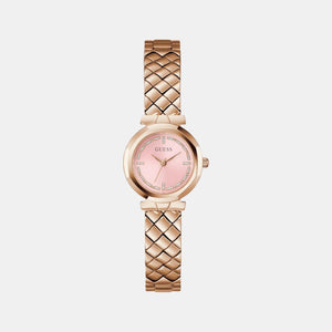 Guess Bejeweled Women Quartz Pink Dial Analog Stainless Steel Watch GW0839L3