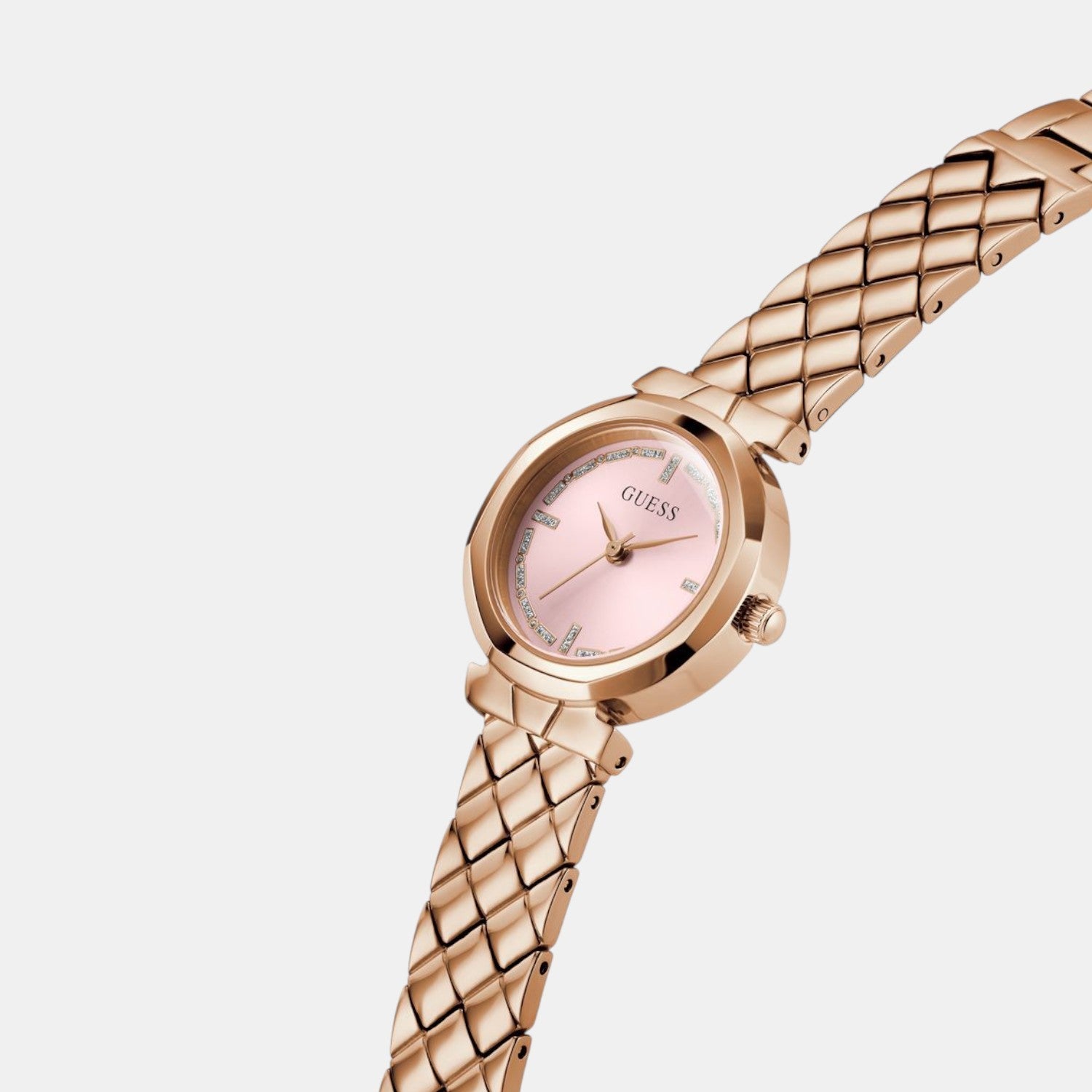 Guess Bejeweled Women Quartz Pink Dial Analog Stainless Steel Watch GW0839L3