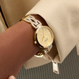 Coral Women Quartz Gold Dial Analog Recycled Steel Watch GW0868L2