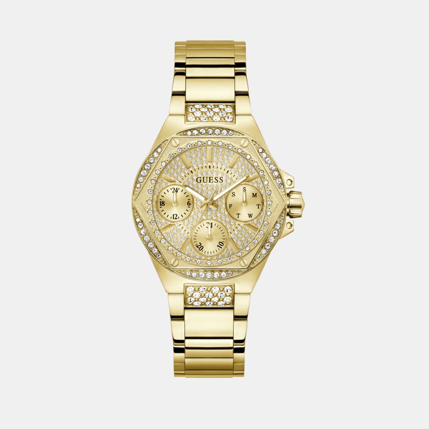 Guess Trend Women Quartz Champagne Dial Multi-Function Stainless Steel Watch GW0878L2